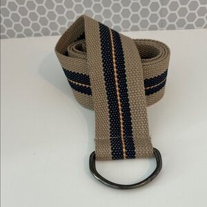 Men’s Canvas Tan D Ring Striped Belt
